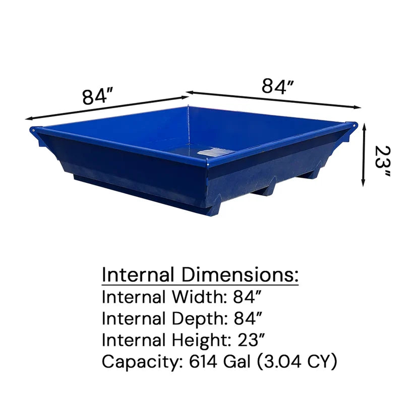 Steel Concrete Washout Pan | 88"x88"x26.5" - 3CY 614 Gallon - FREIGHT QUOTE REQUIRED SCI Specialty Containers