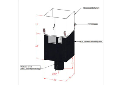 Dewatering WasteSack Bag - Duffel Top/Spout Bottom - 35” x 35” x 40” (H) - CALL FOR QUOTE WastePack