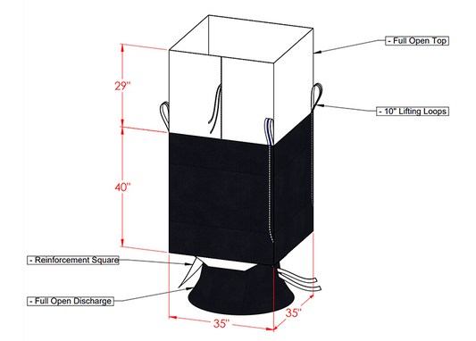 35" x 35" x 40"(H) DeWatering WasteSack - Duffle Top/Full Open Bottom WastePack