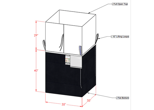 35" x 35" x 40"(H) DeWatering WasteSack - Duffle Open Top/Flat WastePack