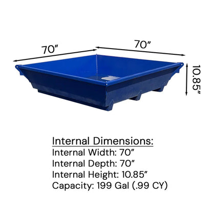 Steel Concrete Washout Pan | 74"x74"x14" - 1CY 199 Gallon - FREIGHT QUOTE REQUIRED SCI Specialty Containers