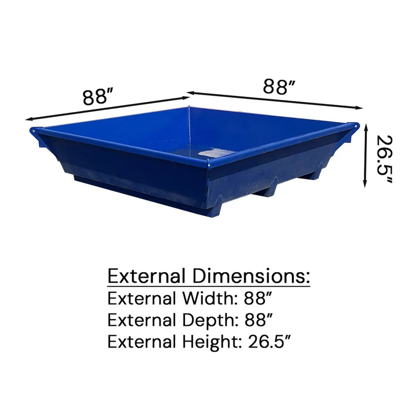 Steel Concrete Washout Pan | 88"x88"x26.5" - 3CY 614 Gallon - FREIGHT QUOTE REQUIRED SCI Specialty Containers