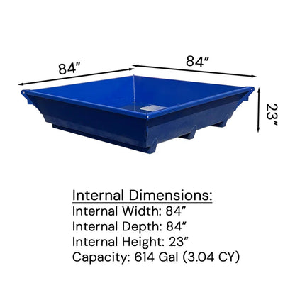Steel Concrete Washout Pan | 88"x88"x26.5" - 3CY 614 Gallon - FREIGHT QUOTE REQUIRED SCI Specialty Containers