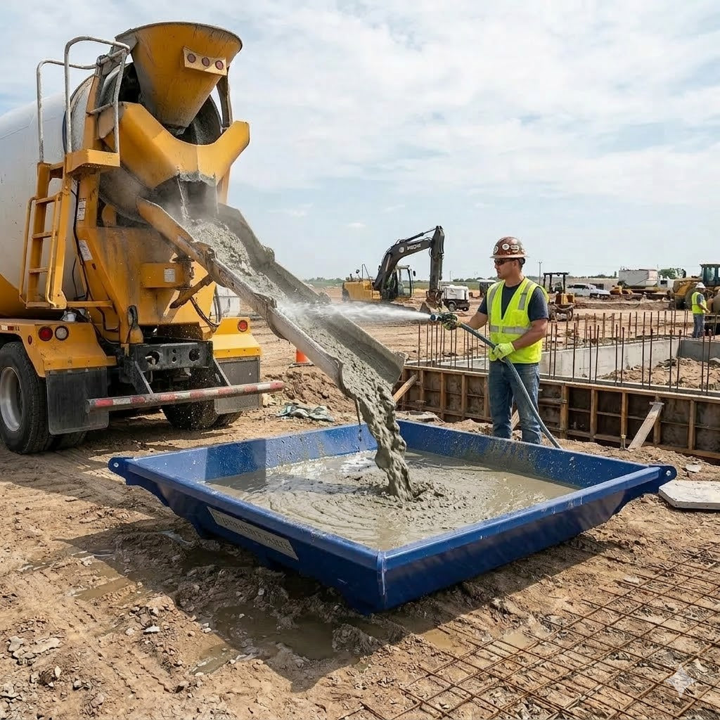 ECONO Steel Concrete Washout Pan | 86"x86"x20" - 2 Cubic Yard - 444 Gallon Capacity SCI Specialty Containers