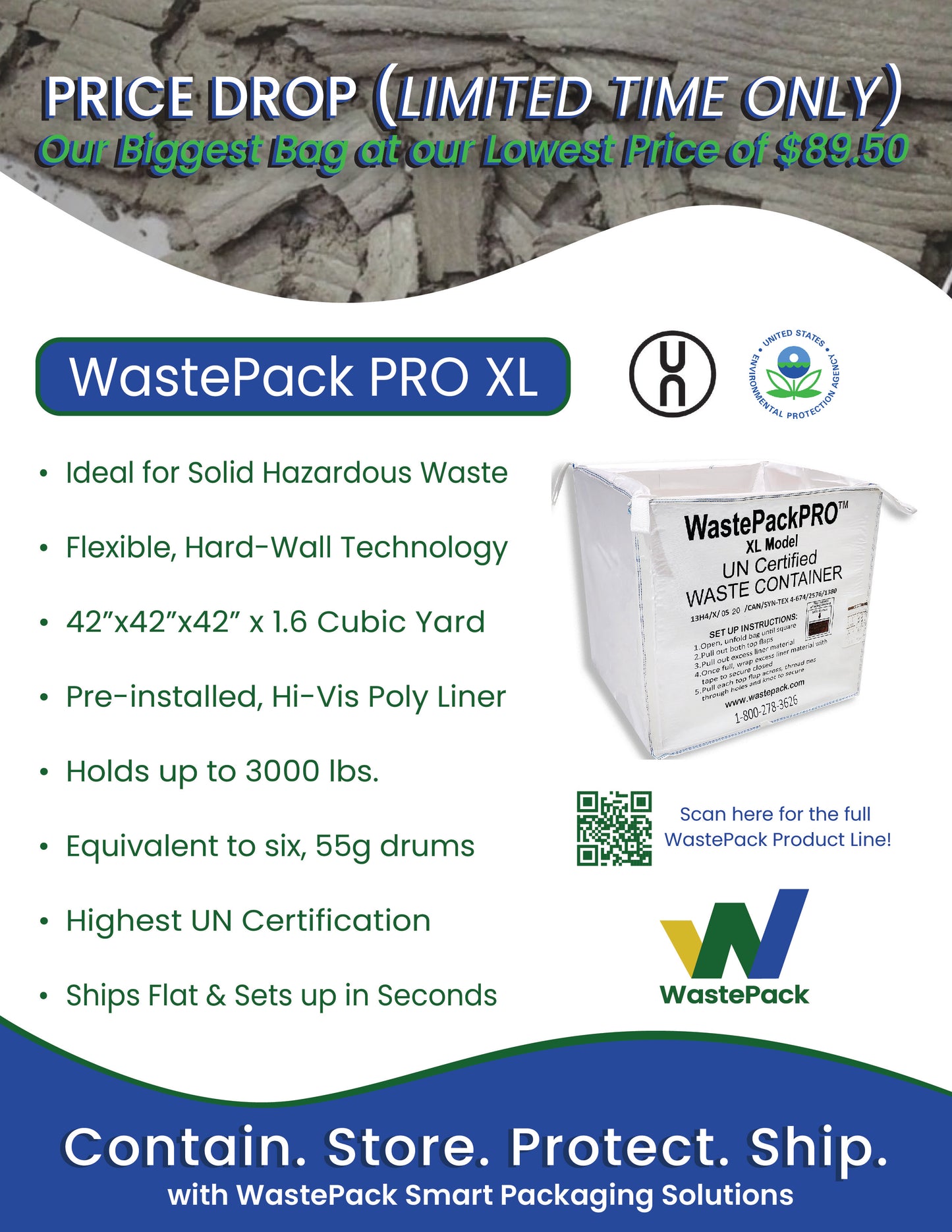 WastePack PRO XL - 1.6 Cubic Yard, Min 20 WastePacks